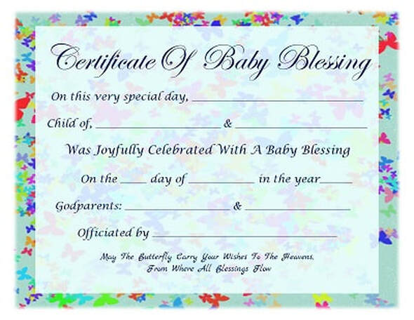 Free Baby Blessing Certificates
