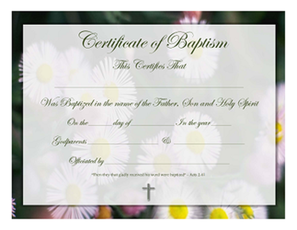 Free Baptism Certificates