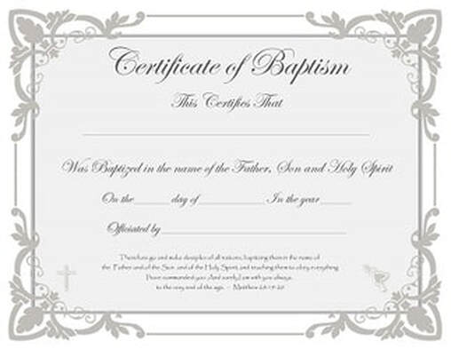 Free Baptism Certificates