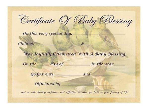 Free baby blessing certificates