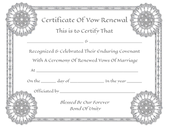 Vow Renewal Certificates