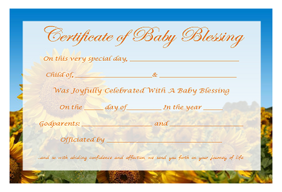 Free Baby Blessing Certificates