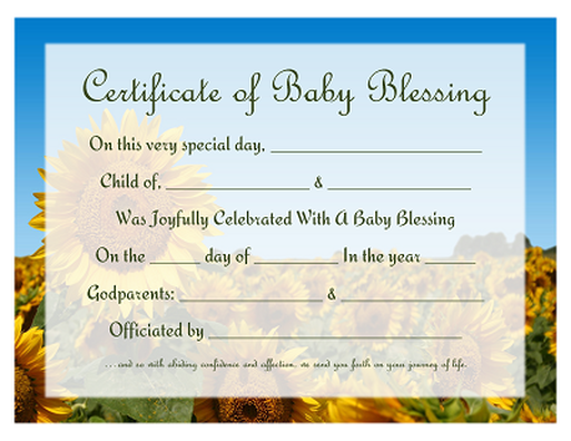 Free baby blessing certificate