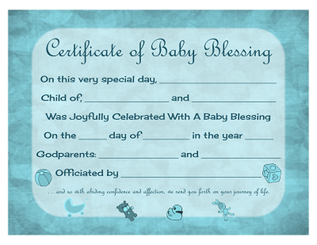 Free baby blessing certificates