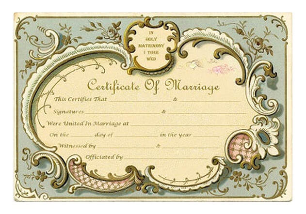 Blank Marriage Certificate Scroll Border 123905 