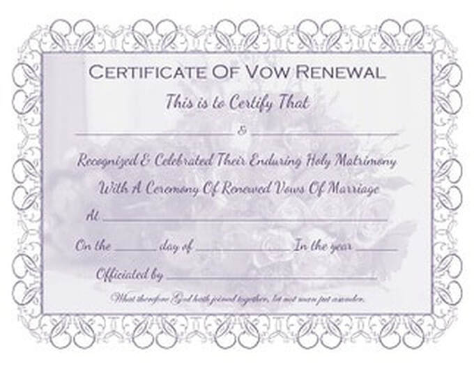 Free vow renewal certificates